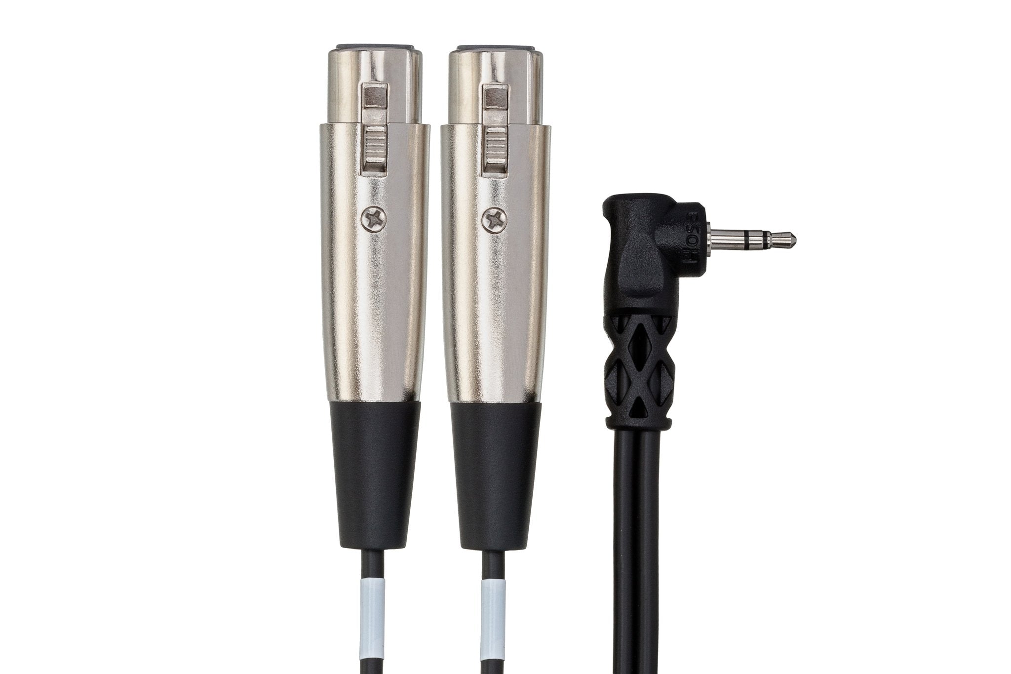 Camcorder Microphone Cable, Dual XLR3F to Right-angle 3.5 mm TRS - Connector