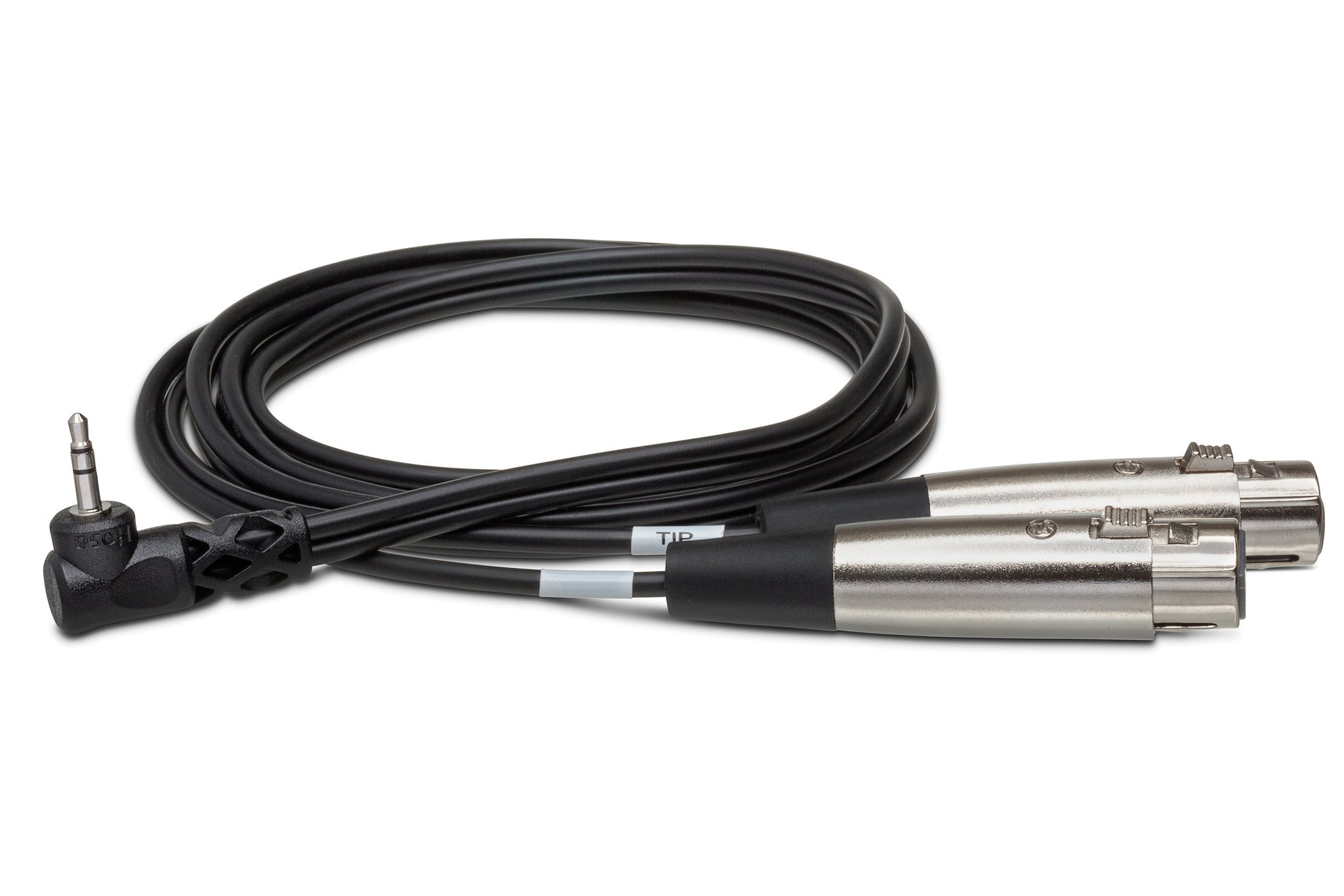 Camcorder Microphone Cable, Dual XLR3F to Right-angle 3.5 mm TRS - Full