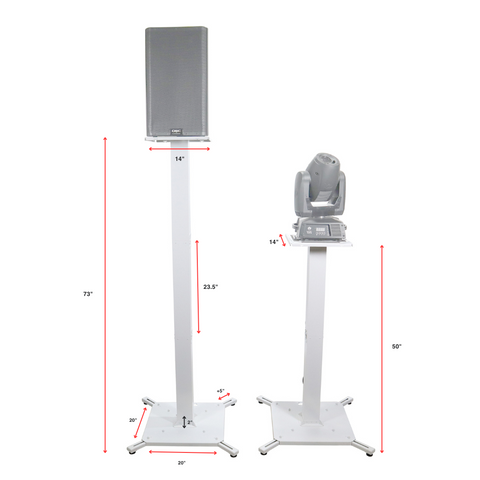 Pair of White Moving Head or Lighting Speaker Totem DJ Stand with Carrying Bags by Humpter