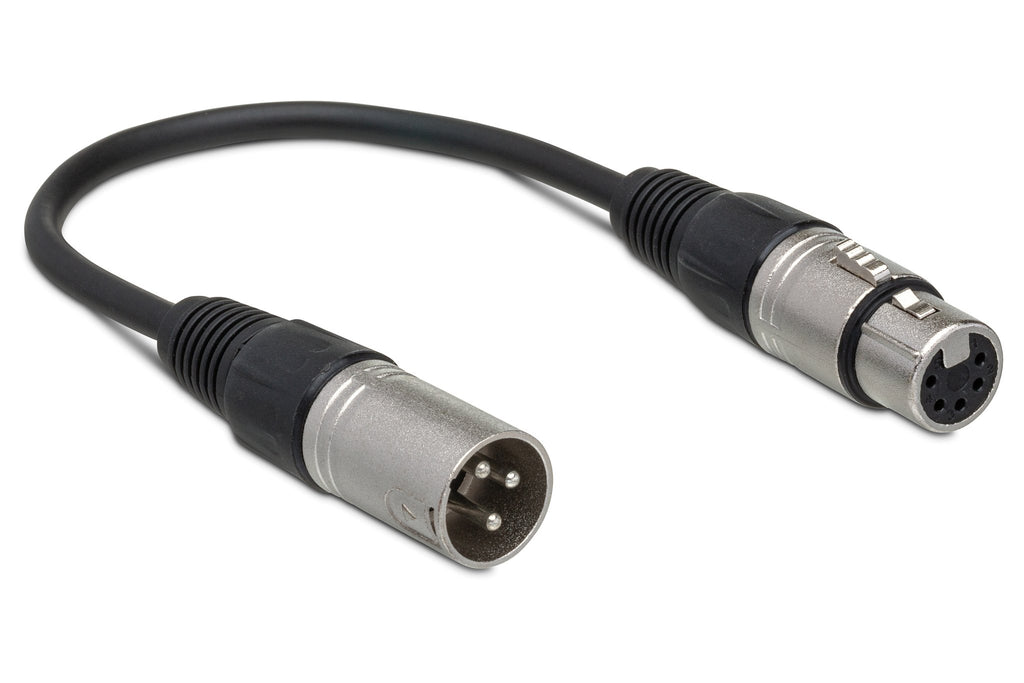 DMX512 Adapter, XLR3M to XLR5F, 6 in - Full