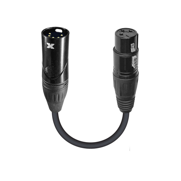 6" DMX Male 5-Pin to DMX Female 3-Pin Coupler Patch Cable