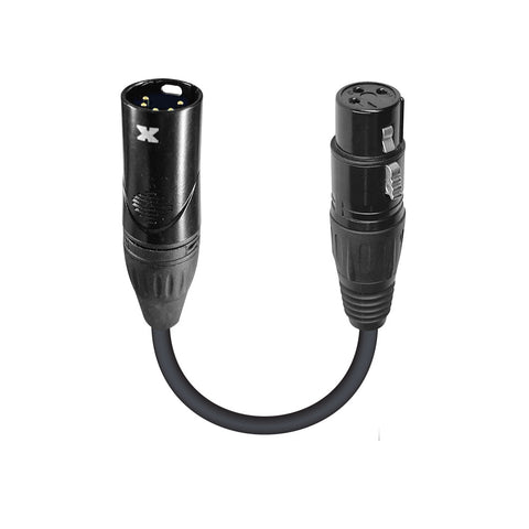 6" DMX Male 5-Pin to DMX Female 3-Pin Coupler Patch Cable