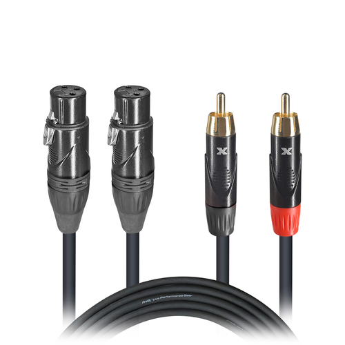 10' Ft High Performance Dual Cable RCA Male to Dual XLR Female Cable