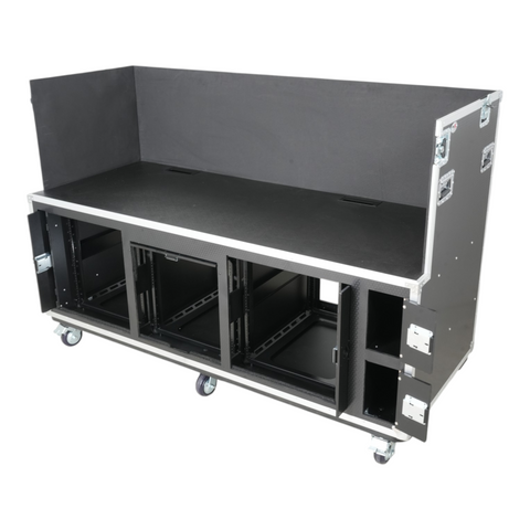 Large Mixing Console Case 3x side by side 2x 12U & 10U Shock Mount Slam Rack