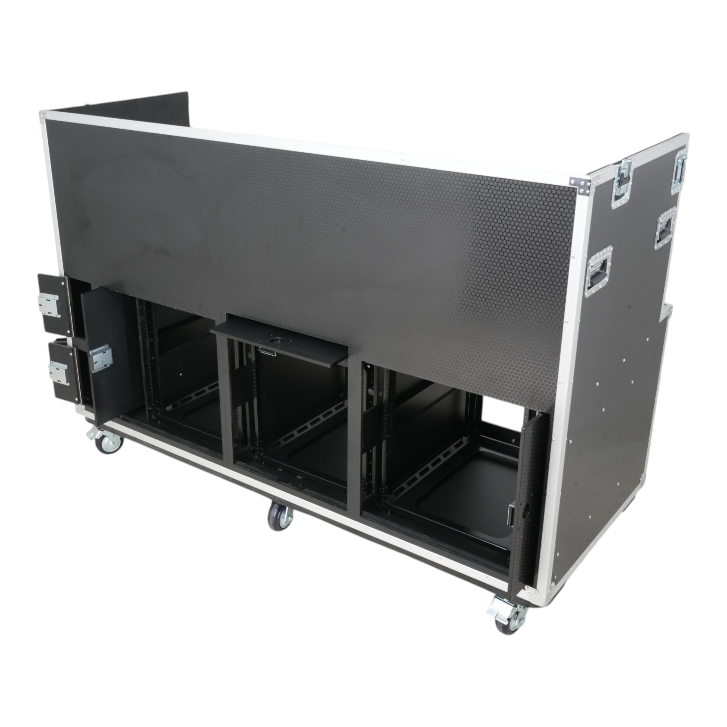 Large Mixing Console Case 3x side by side 2x 12U & 10U Shock Mount Slam Rack