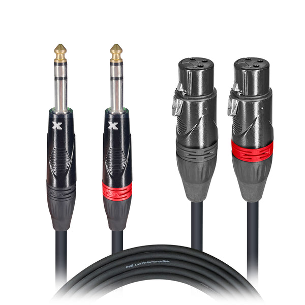 3 Ft. Balanced Dual 1/4" TRS-M to Dual XLR3-F High Performance Audio Cable