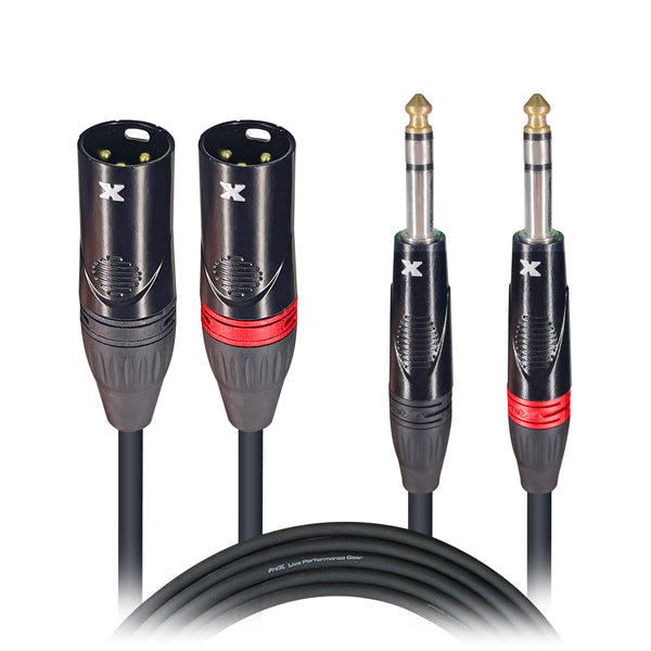 5 Ft. Balanced Dual 1/4" TRS-M to Dual XLR3-M High Performance Audio Cable