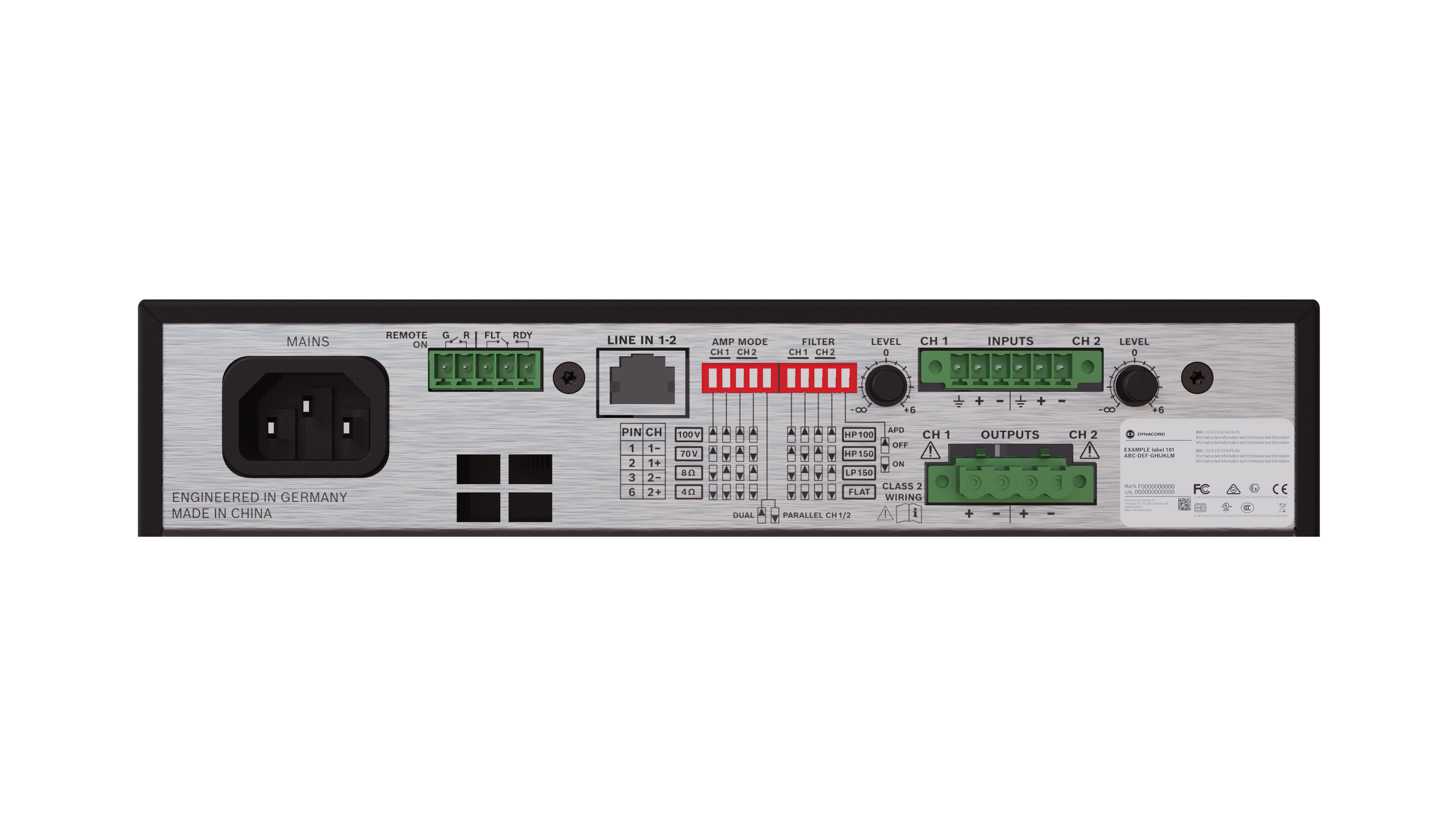 Dynacord V600:2-US – 2-channel power amplifier for commercial installations