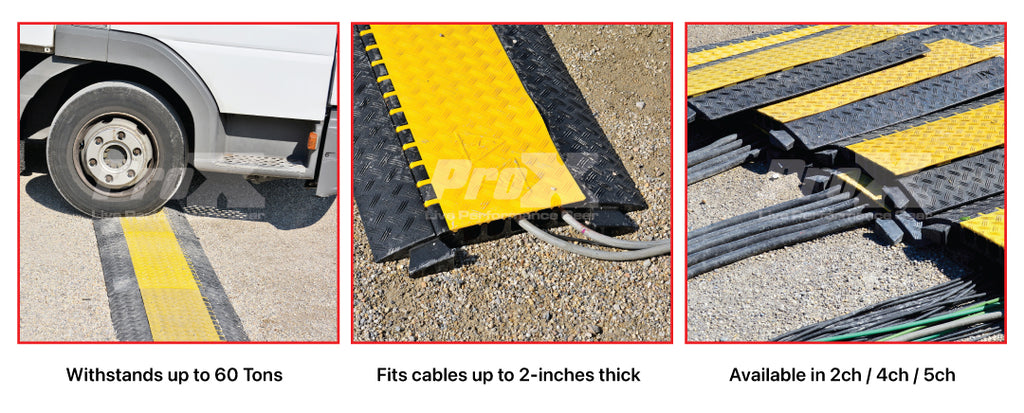 5-Channel Rubber Cable Protector Ramp Speed Bump Cover Indoor Outdoor – Supports up to 60 Tons