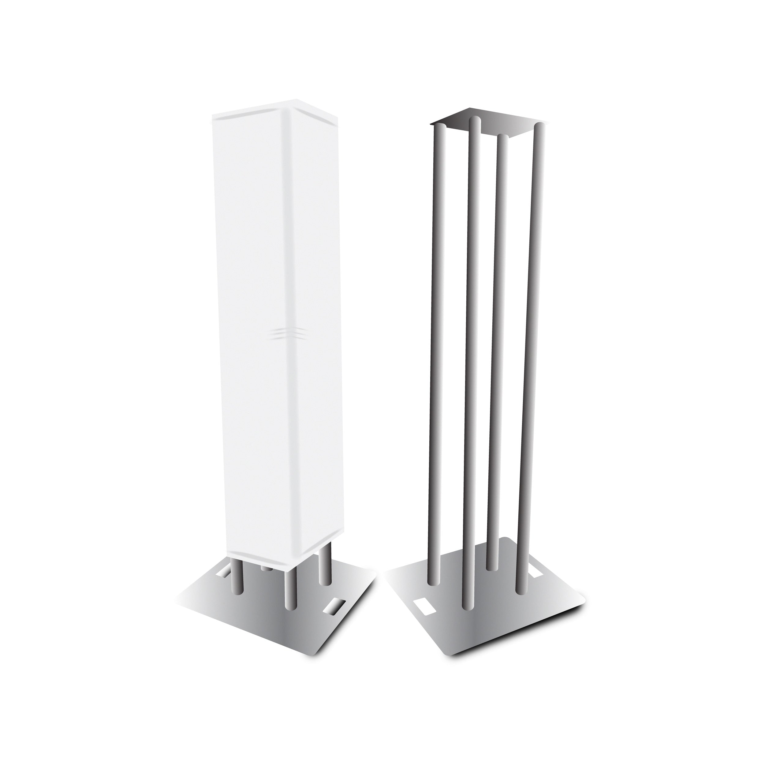 Set of 2 4.92ft Totem Package Includes a 12in Top Plate, 24in Base Plate and Four 1.5m F31 Tubes W-White Scrim Cover