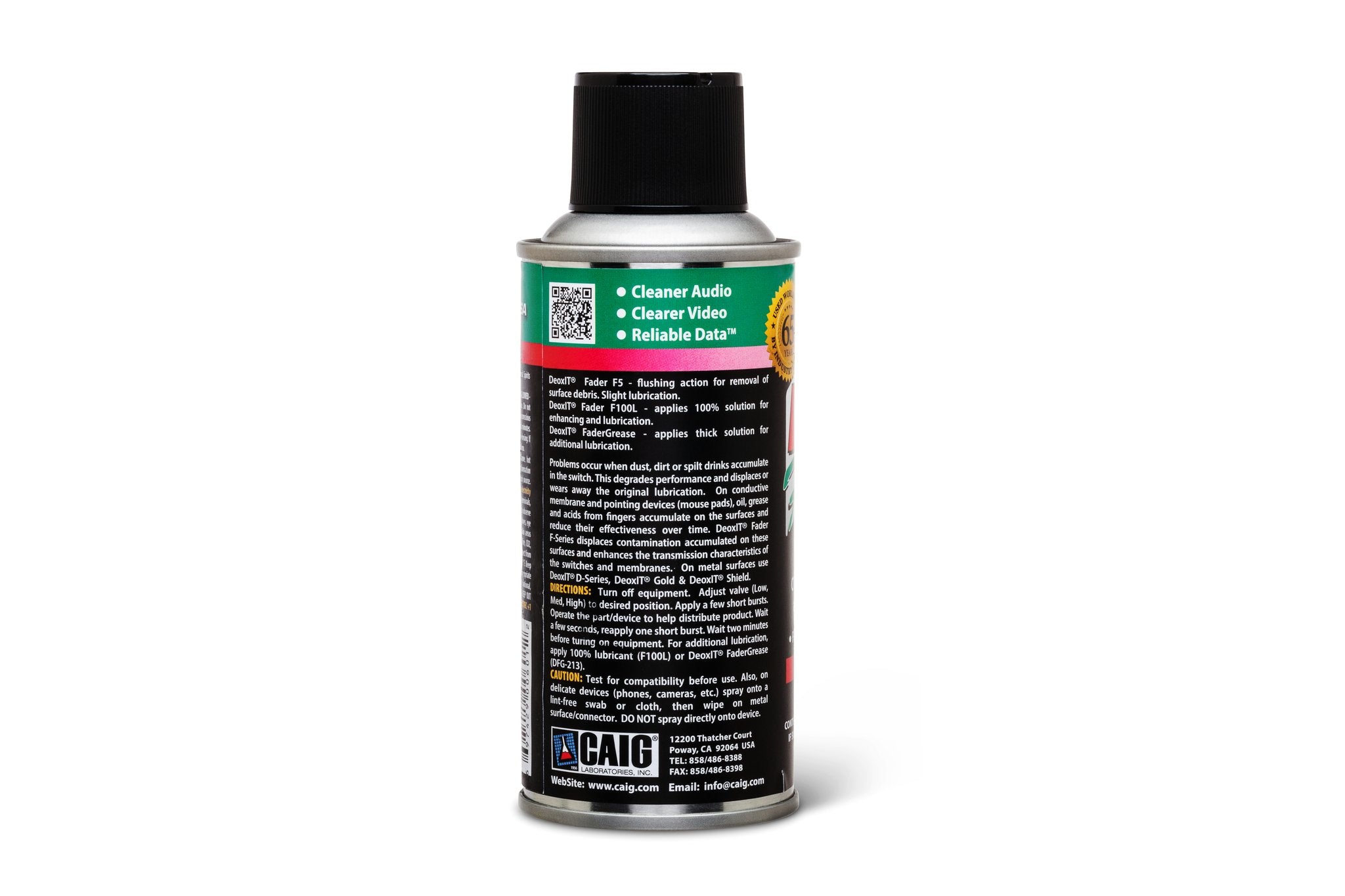 CAIG DeoxIT FaderLube, 5% Spray, 5 oz - Back
