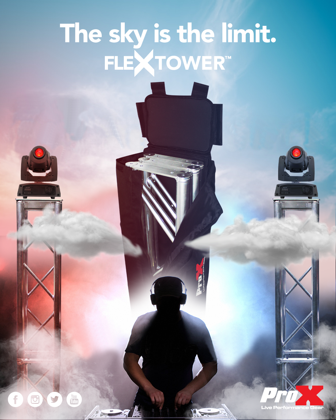 Flex Tower Totem Package - Adjustable 6.56ft or 3.28ft With Soft Carrying Bag