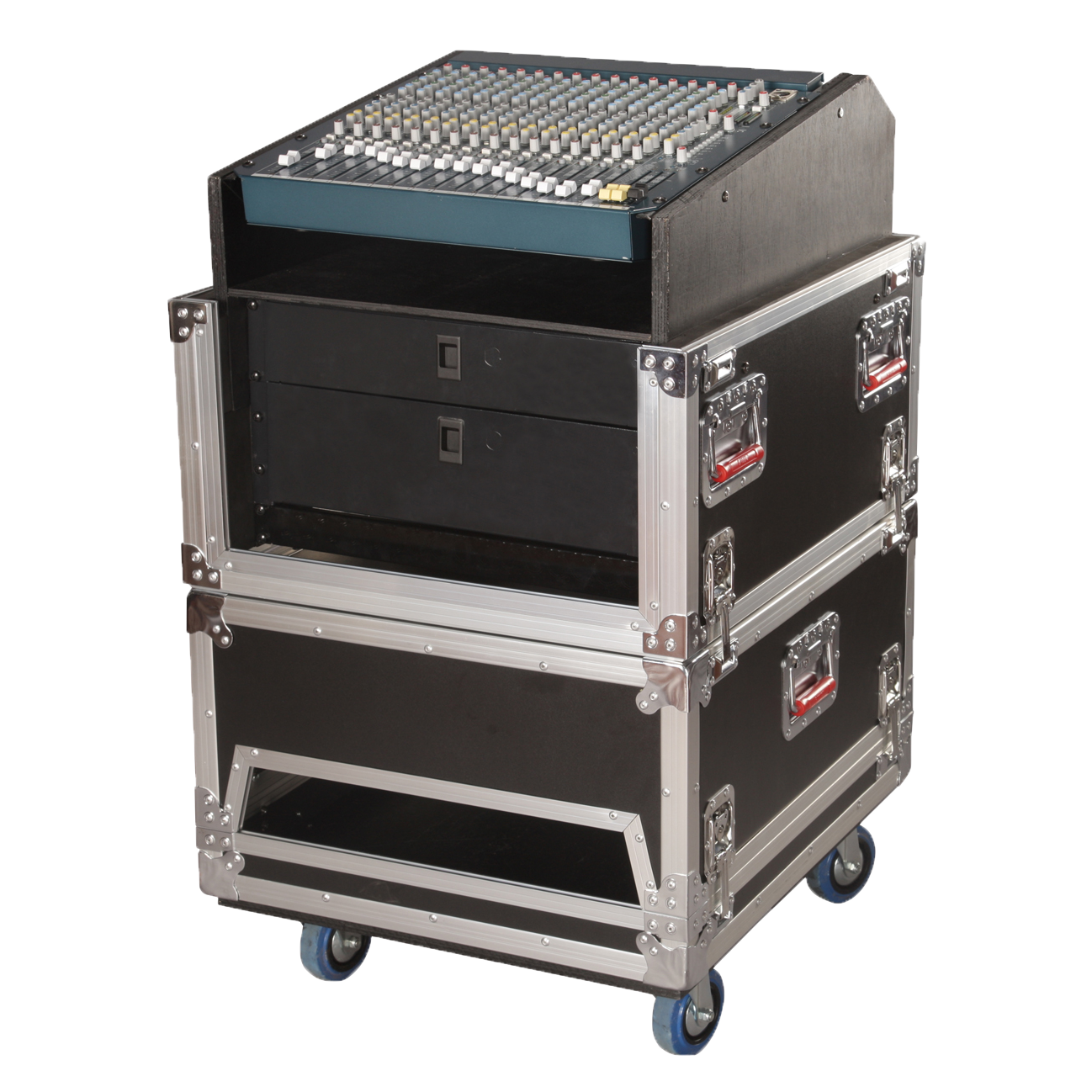 14U Top, 6U Side Audio Road Console Rack