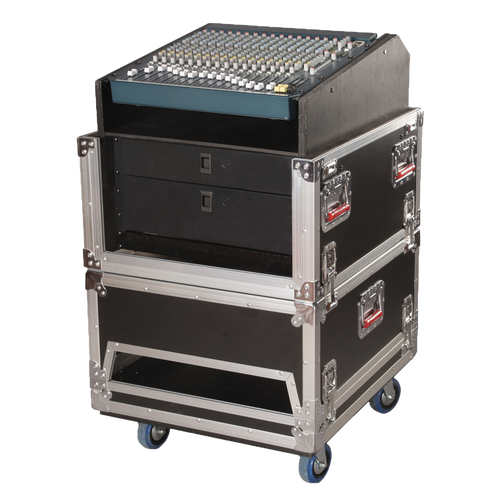 14U Top, 6U Side Audio Road Console Rack