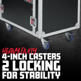 16U, 24" Deep Audio Road Rack Case w/ Casters