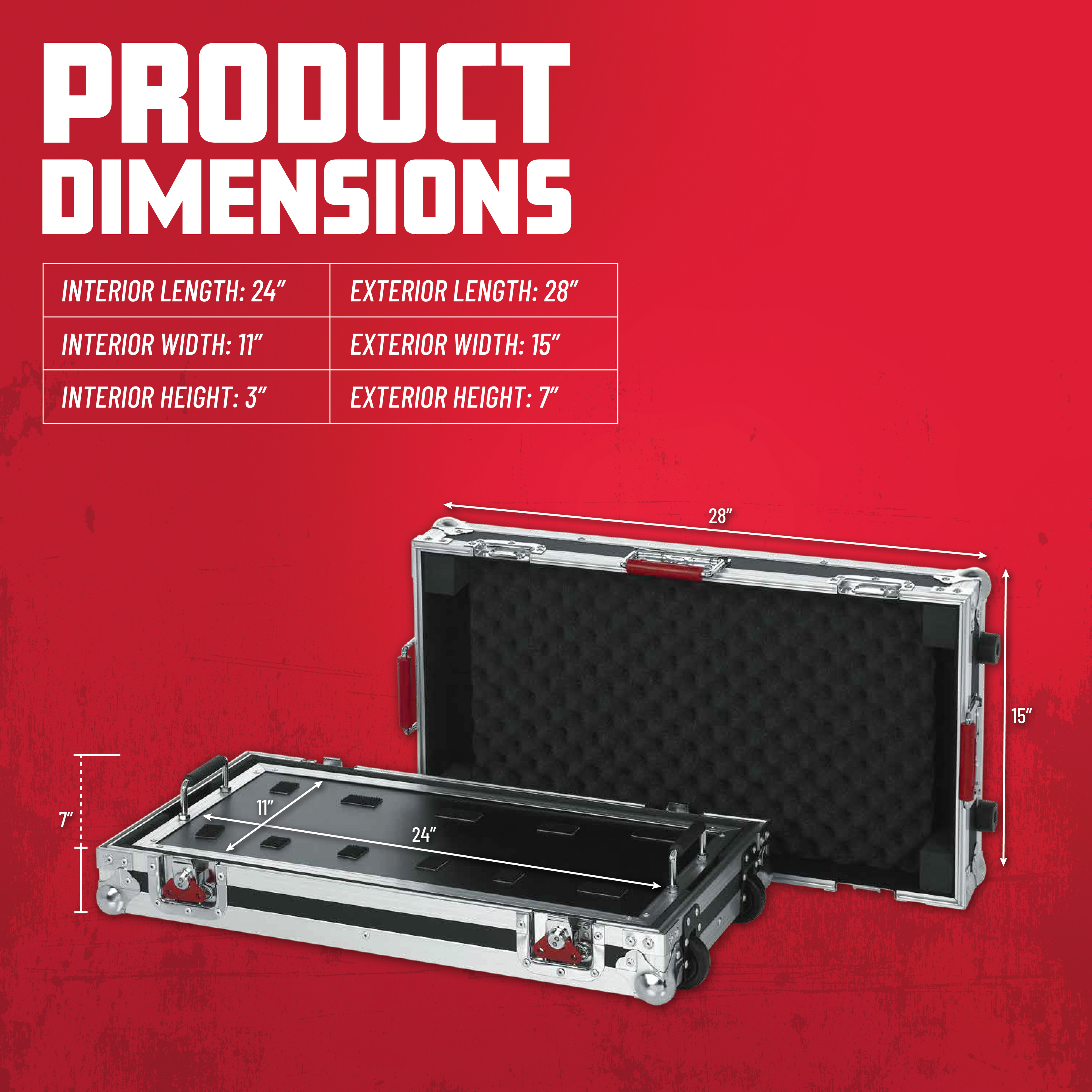 G-TOUR Pedal Board; Large w/ wheels