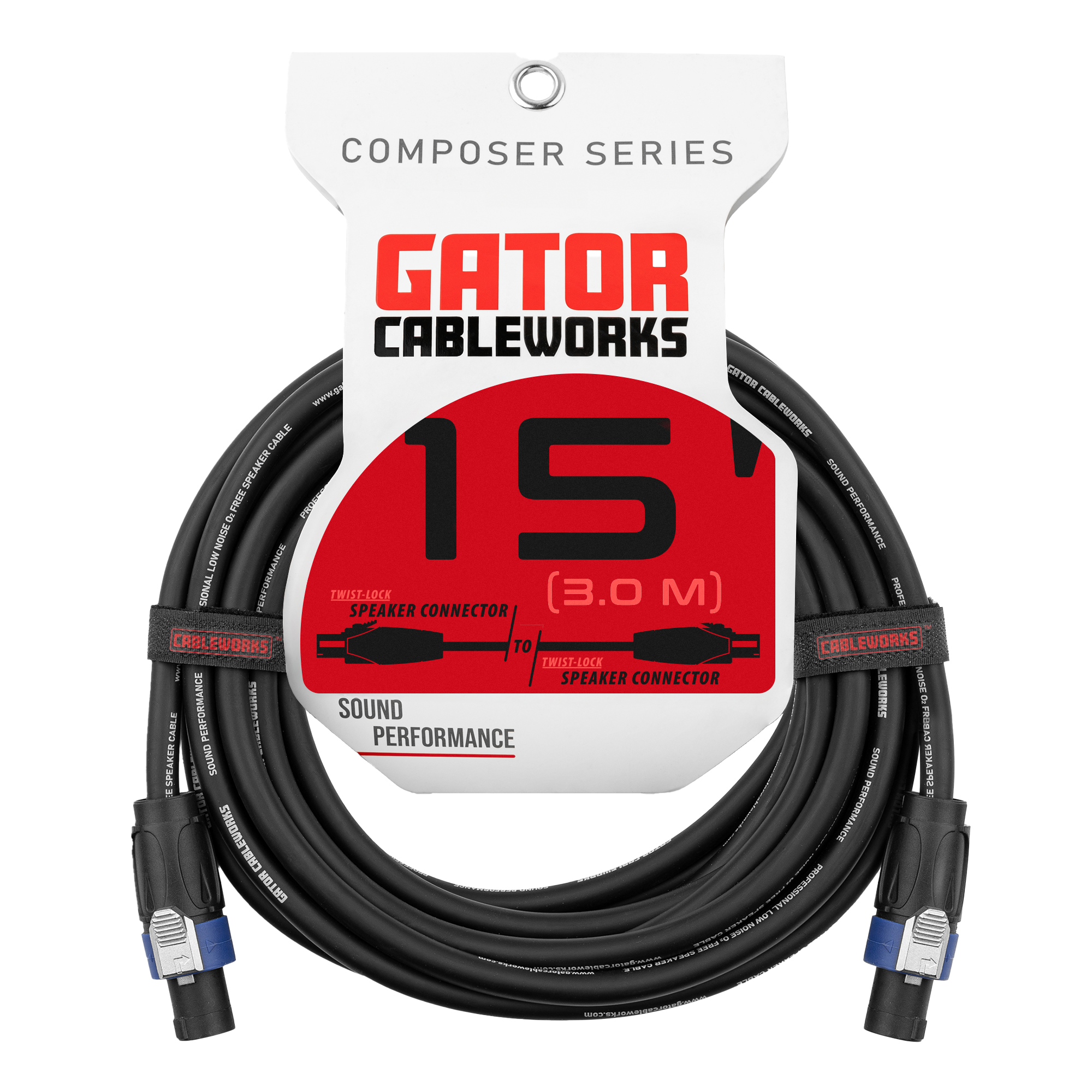 15 Foot Twist Lock Connector Speaker Cable