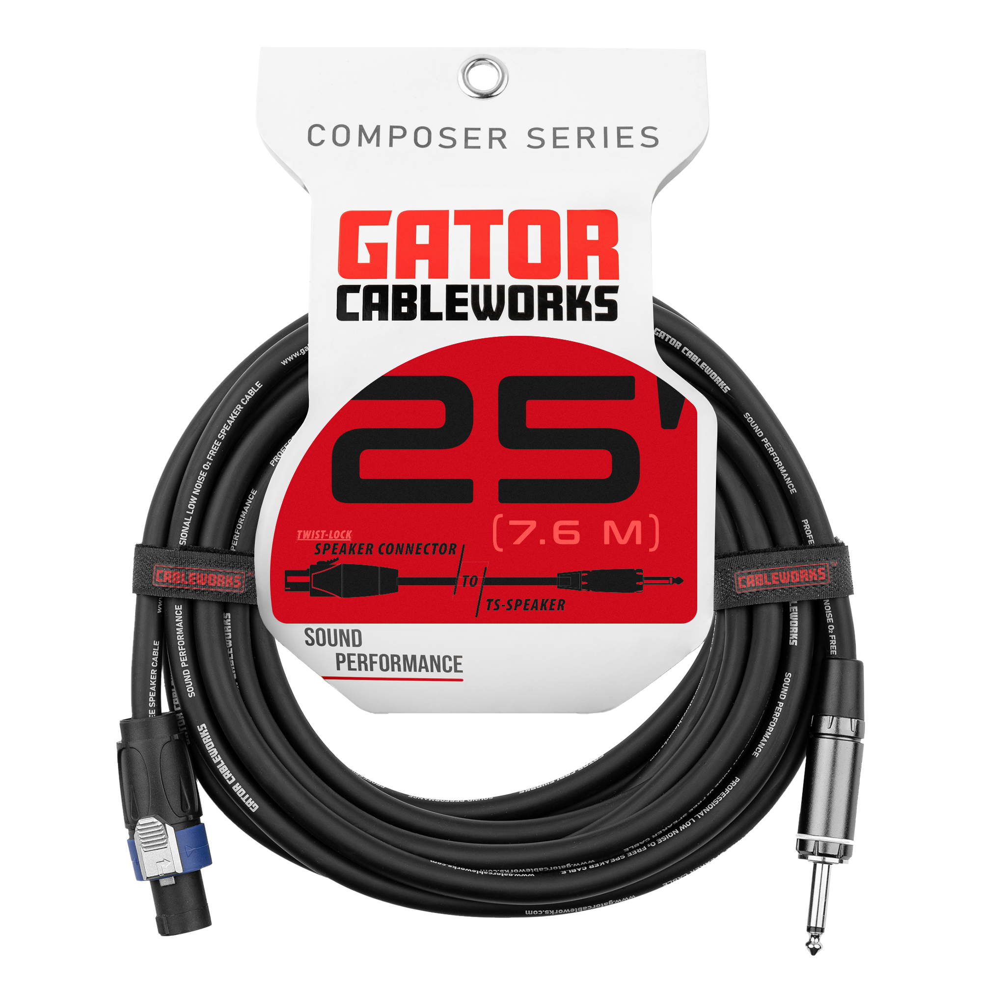 25 Foot TS to Twist Lock Connector Speaker Cable