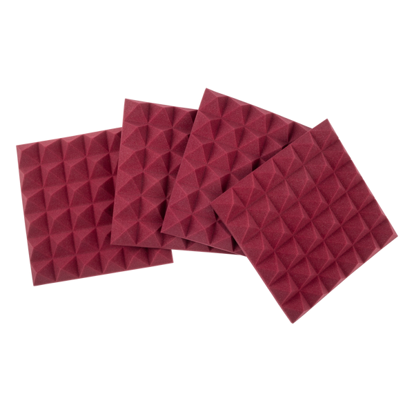 4 Pack of Burgundy 12x12" Acoustic Pyramid Panel