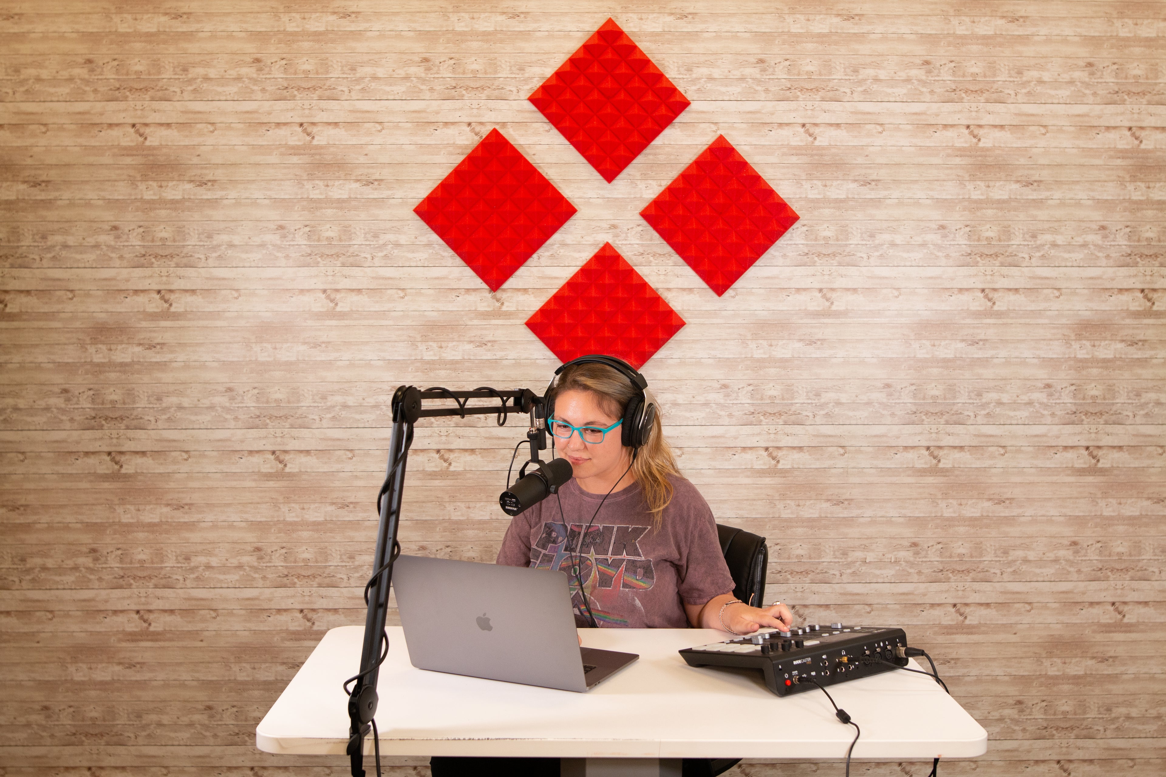 2 Pack of Red 12x12" Acoustic Pyramid Panel