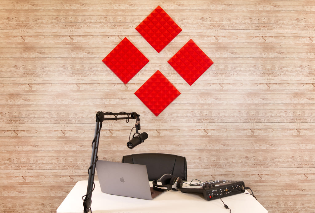 2 Pack of Red 12x12" Acoustic Pyramid Panel