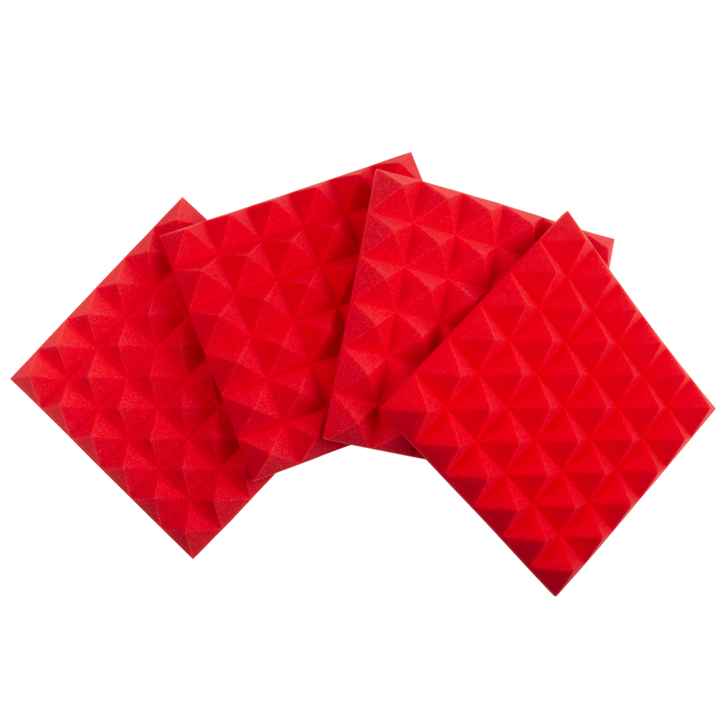 4 Pack of Red 12x12" Acoustic Pyramid Panel