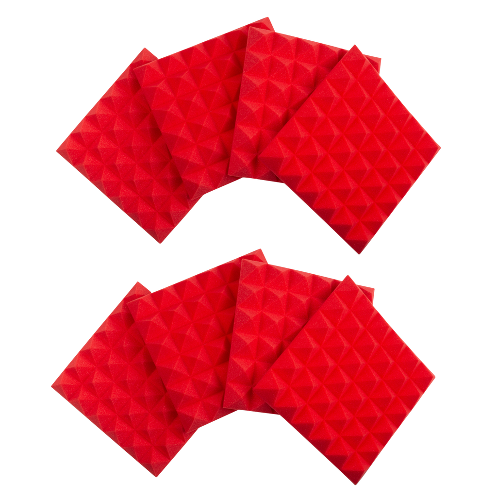 8 Pack of Red 12x12" Acoustic Pyramid Panel
