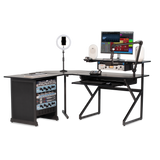 Desk Set w/ Main Desk, Corner, Rack - BLK