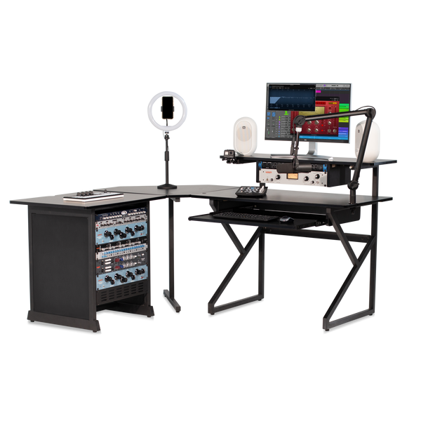 Desk Set w/ Main Desk, Corner, Rack - BLK