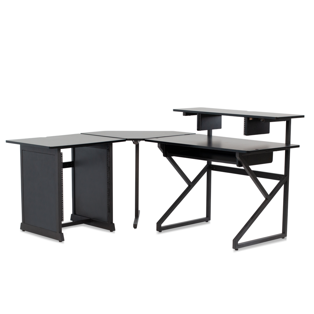 Desk Set w/ Main Desk, Corner, Rack - BLK