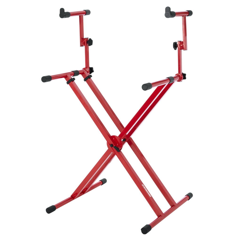 2 Tier X Style Keyboard Stand; Red