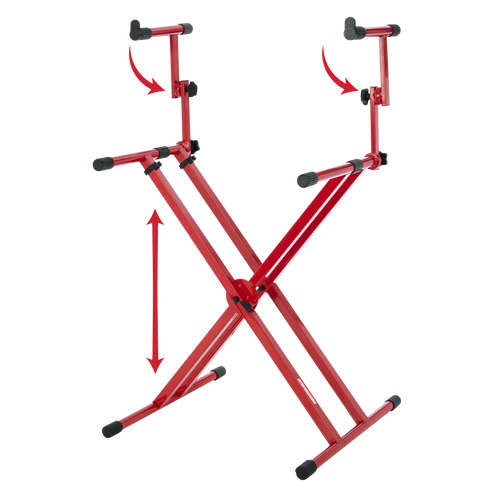 2 Tier X Style Keyboard Stand; Red