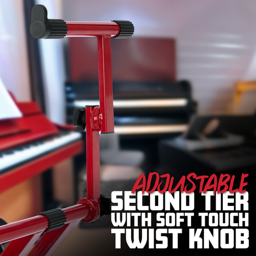 2 Tier X Style Keyboard Stand; Red