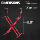 2 Tier X Style Keyboard Stand; Red