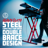2 Tier X Style Keyboard Stand; Red