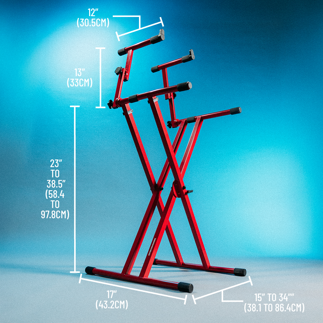 2 Tier X Style Keyboard Stand; Red