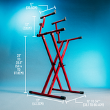 2 Tier X Style Keyboard Stand; Red