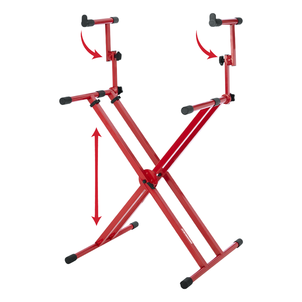 2 Tier X Style Keyboard Stand; Red