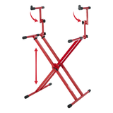 2 Tier X Style Keyboard Stand; Red