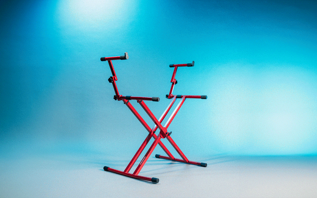 2 Tier X Style Keyboard Stand; Red