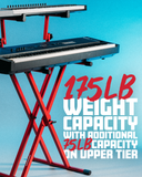 2 Tier X Style Keyboard Stand; Red
