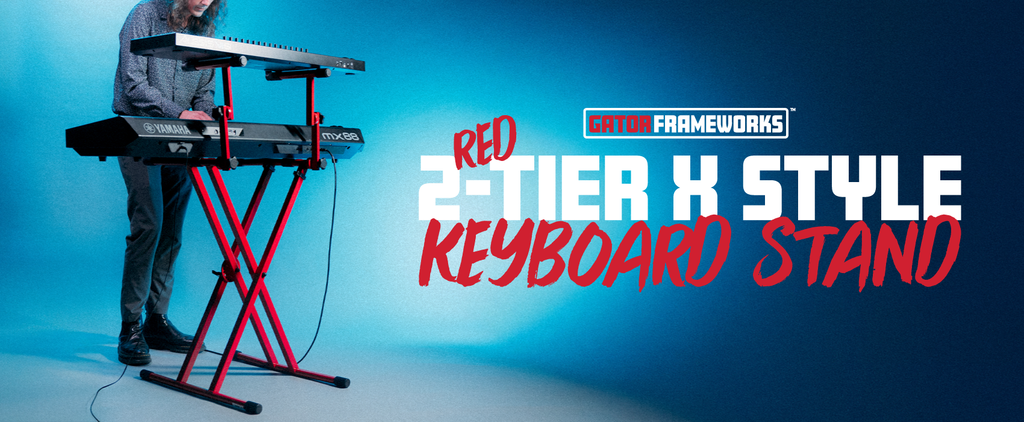 2 Tier X Style Keyboard Stand; Red