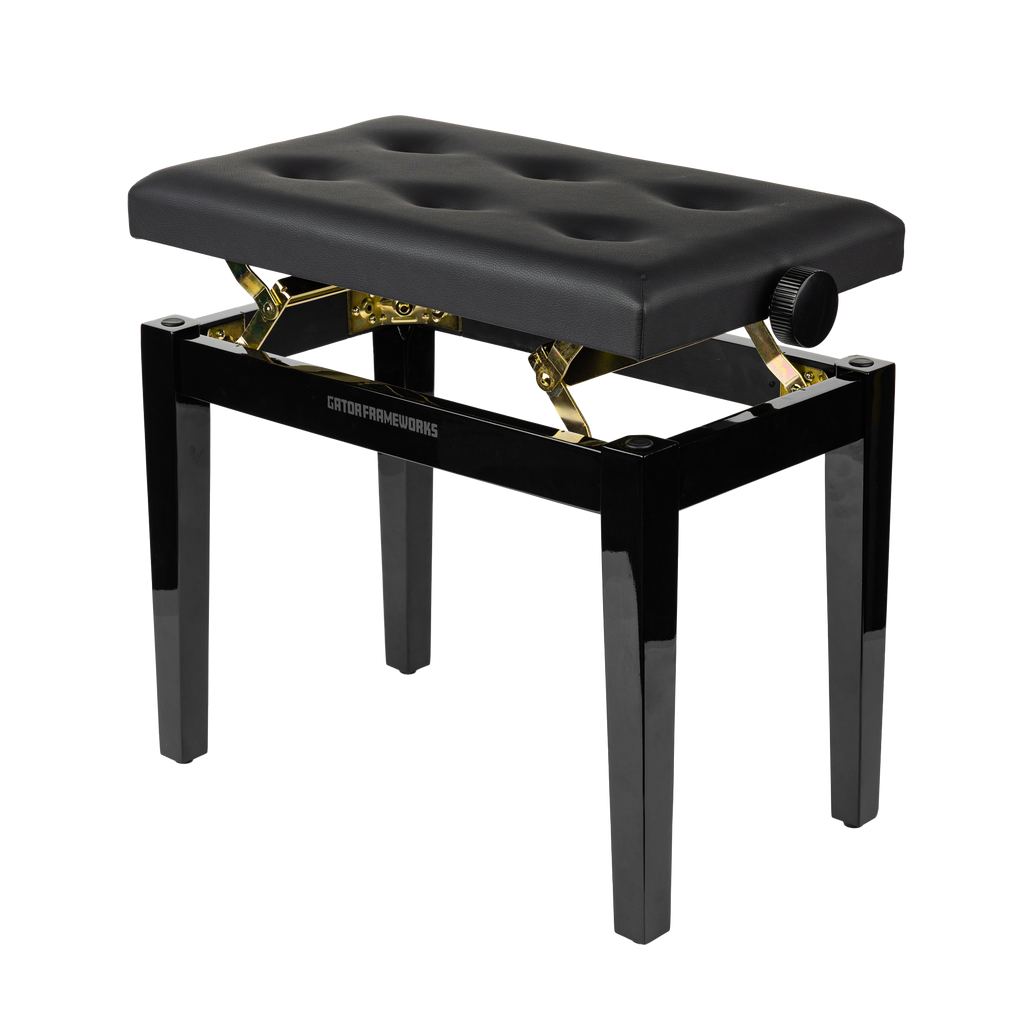 Gator Deluxe Height Adjustable Piano Bench, Black