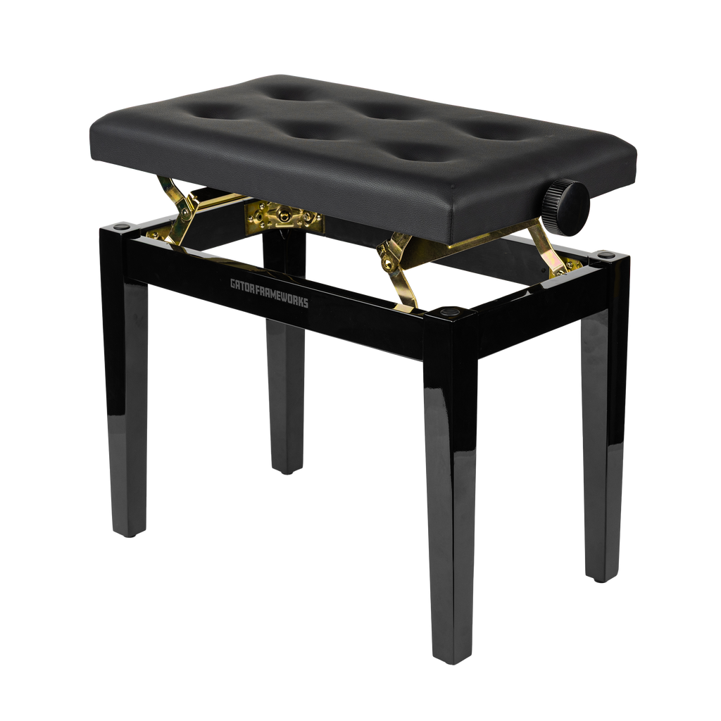 Gator Deluxe Height Adjustable Piano Bench, Black