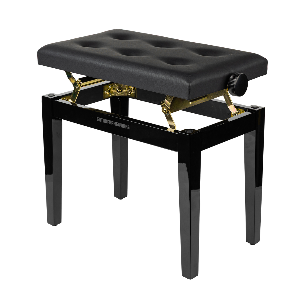 Gator Deluxe Height Adjustable Piano Bench, Black