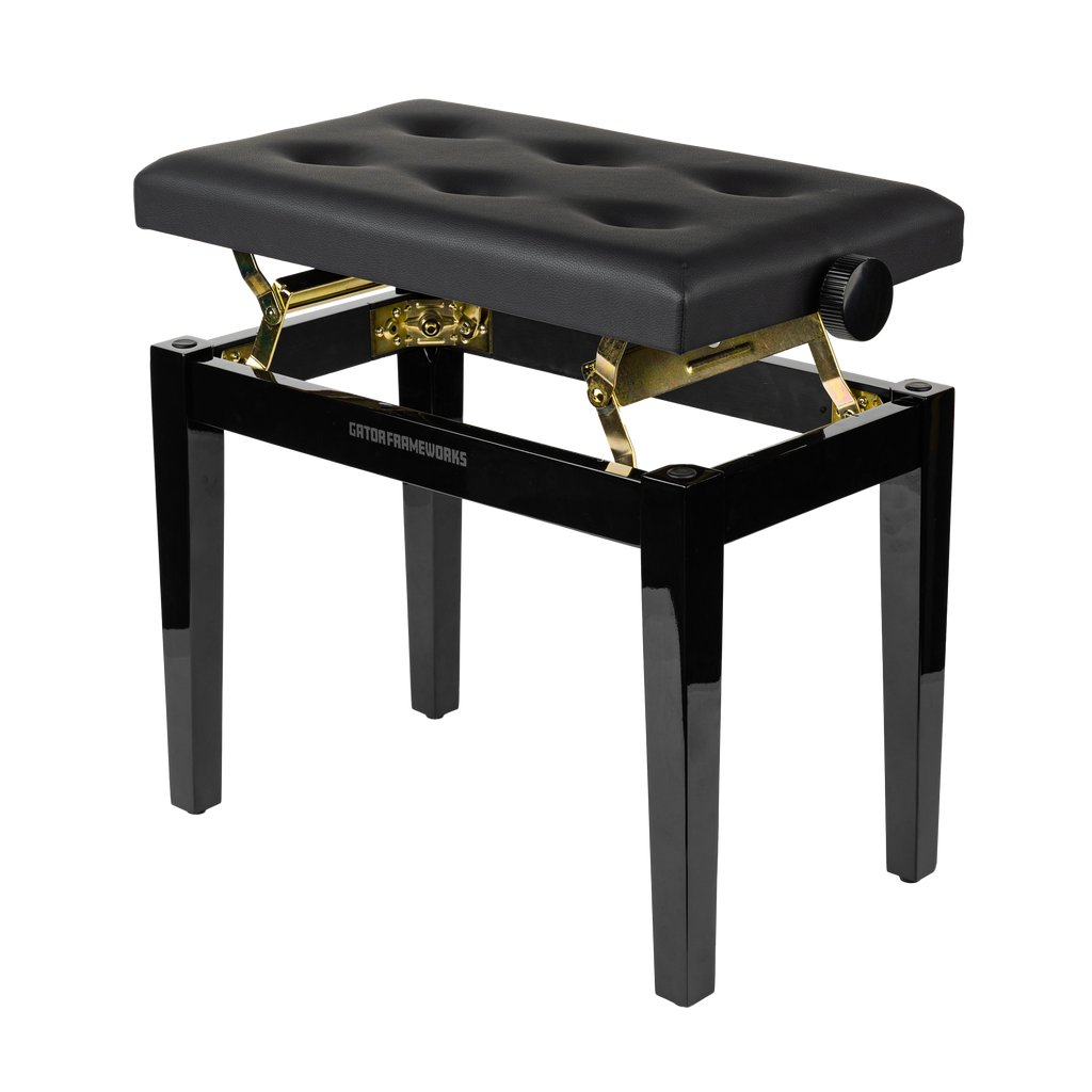 Gator Deluxe Height Adjustable Piano Bench, Black