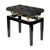 Gator Deluxe Height Adjustable Piano Bench, Black