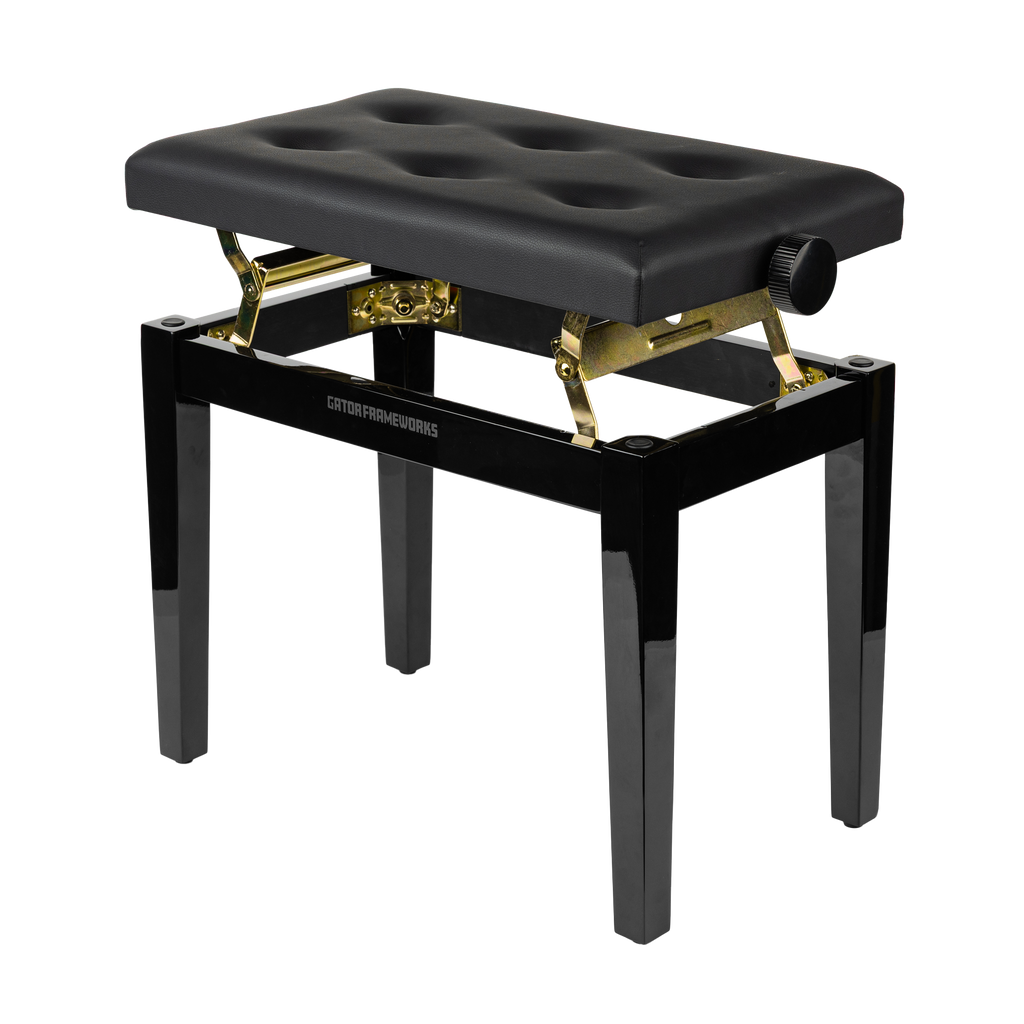 Gator Deluxe Height Adjustable Piano Bench, Black