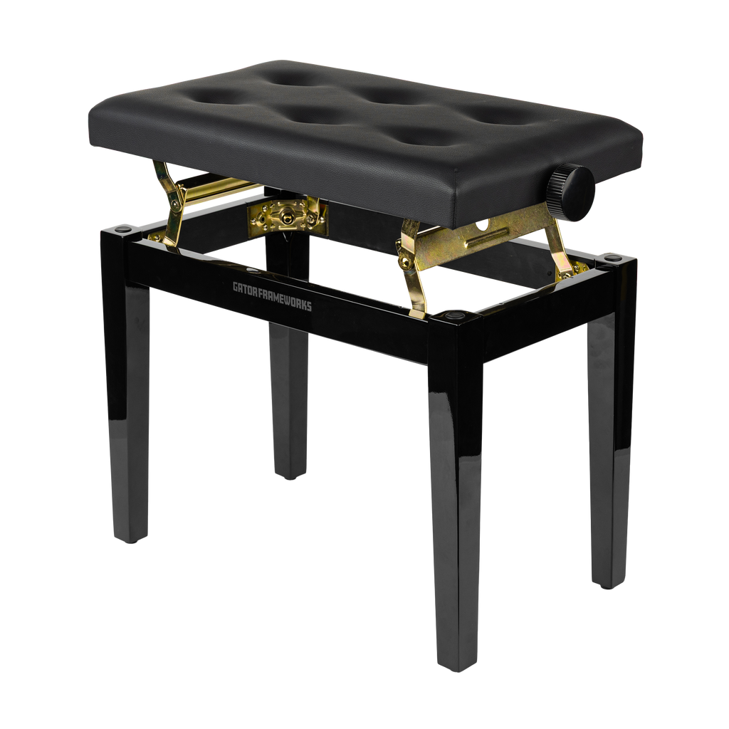 Gator Deluxe Height Adjustable Piano Bench, Black