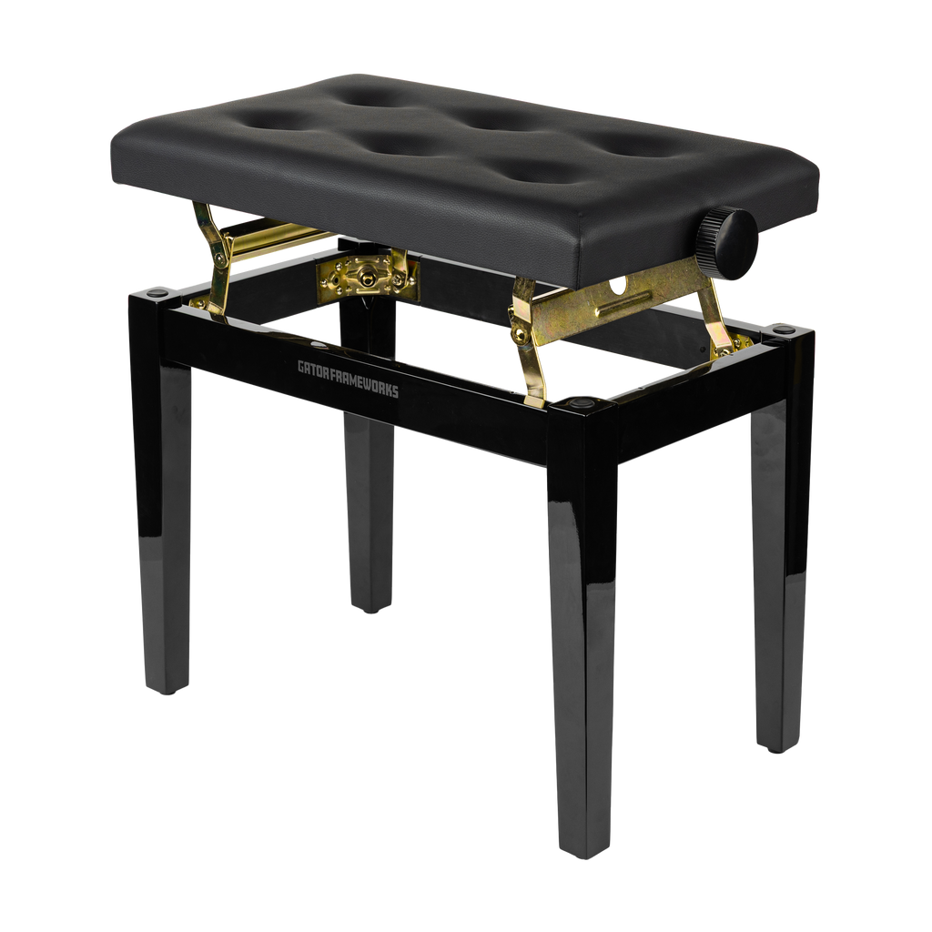 Gator Deluxe Height Adjustable Piano Bench, Black